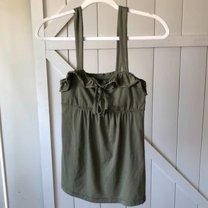 Hollister ruffled olive green top